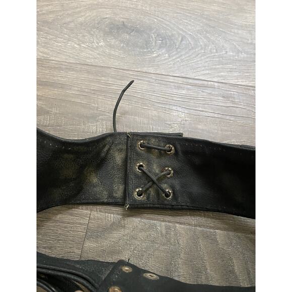 Zony Inc. Leather chaps Mens XXL Black Motorcycle Zipper Size XXL - Picture 3 of 7